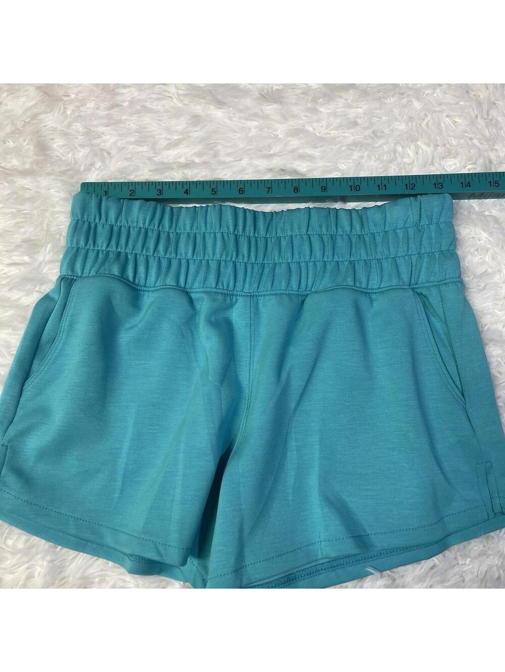 Zenana Women Blue Lounge Shorts High Rise Elastic Waist Pockets Size S Athleisue - Picture 2 of 5